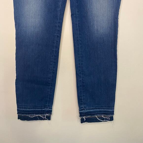 WHBM The Slim Ankle Jeans Skinny Mid Rise Dark Blue Western Jeweled Size 2 - Picture 3 of 16